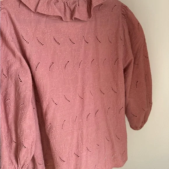 Zara Rose Ruffle Eyelet Blouse - Picture 3 of 4
